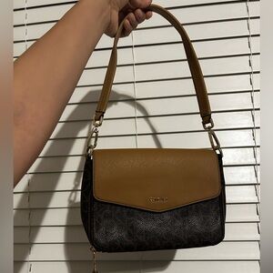 Calvin Klein Tan and Black Shoulder Bag